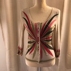 Anthropologie Field Flower Butterfly Burst Sweater